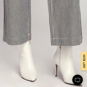 Selenah White Pointed Toe Ankle Boots
